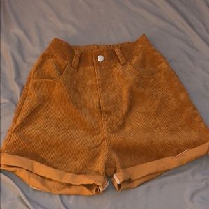 Brown corduroy hi rise shorts